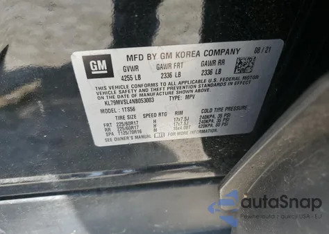 2022 Chevrolet Trailblazer Activ z USA, uszkodzony, nr VIN KL79MVSL4NB053003